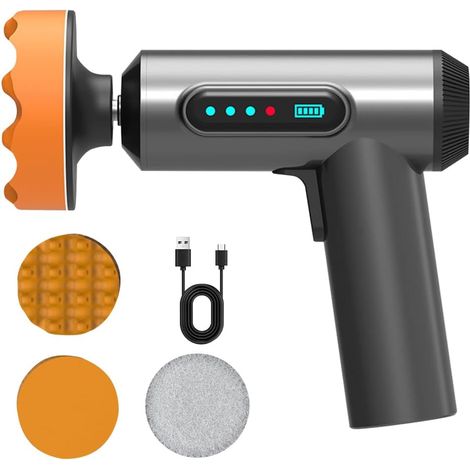Lucidatrice per auto senza fili, lucidatrice elettrica ricaricabile senza fili, velocità 20.000 giri/min, lucidatrice per auto senza fili, 3 dischi lucidanti, per ceratura, lucidatura e levigatura