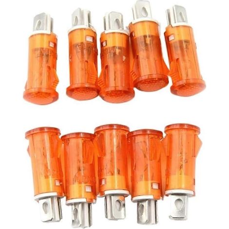Lot de 10 lampes témoins néon MDX-11A 10 mm compatible 12/24V CC 110/220V couleurs rouge vert jaune pour montage panneau (1/5)