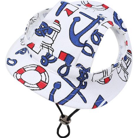 Chapeau De Soleil pour Chien Casquette De Baseball Ajustable Trous pour Oreilles Visière D'Été pour Animaux De Compagnie Protection Solaire Chiens Chats Petite Taille Bleu Marine(M) (1/5)