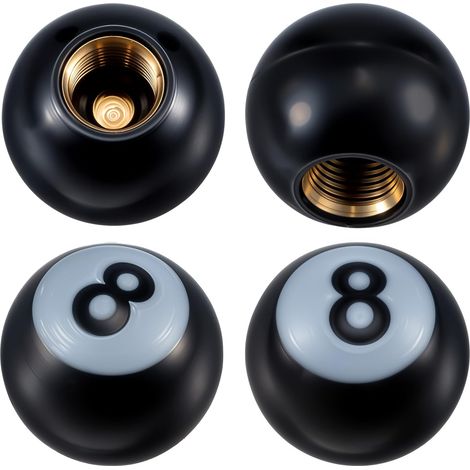 4 Pcs 8 Ball Tire Valve Caps, Universal Tire Valve Caps with 8 Ball Design, Dust Proof and Air Leakage for Cars, Bicycles, Motorcycles (1/5)