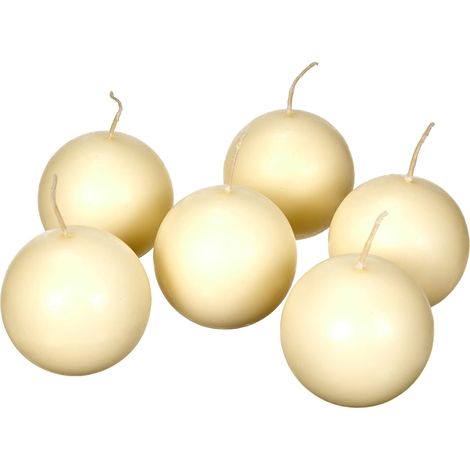 Cereria di Giorgio Risthò Candele Sfera, Cera, Avorio, 6x6x6 cm, 6 unità (1/2)