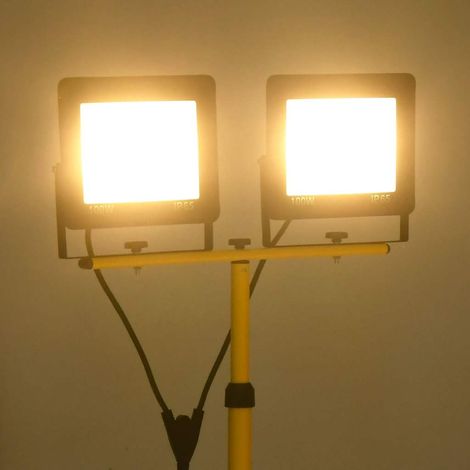 vidaXL Foco LED con trípode 2x100 W blanco cálido (1/2)
