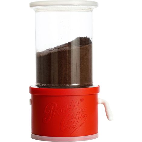 Doseur Café Moulu pour cafetière Italienne Moka, Boite a Cafe Moulu vintage compatible Cafetiere, Pot Remplaçable avec Boîte de 10cm, Plastique Rouge (1/5)