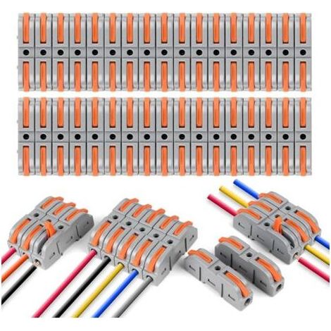 Connecteurs Électriques Rapide avec Levier,34 PCS Bornes de Connexion 1-Fil 2-Entrées, Pour Fil de Câble Peut Être Librement Combiné,PA Ignifuge (1/5)