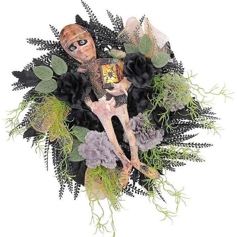 Couronne d'Halloween réaliste, fausse couronne de fleurs pour jardin d'entrée (1/4)