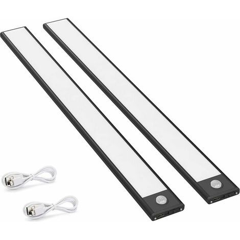 Eclairage d'appoint, éclairage à piles , Lot de 2 lampes d'armoire à détecteur de mouvement à LED, 150LM, lampes de cuisine avec batterie rechargeable, éclairage USB, auto/marche/arrêt (1/4)
