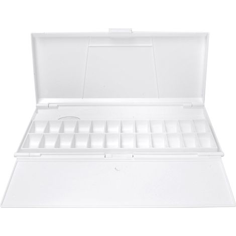 Palette de peinture portable en plastique blanc, boîte à godets pour aquarelle, dessin et art, fournitures de peinture (1/5)