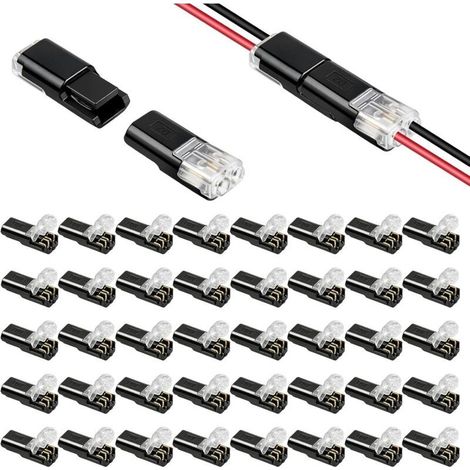 30 Pièces Connecteurs de Fil Basse Tension 2 Broches, pour Rallonge de Bande LED 18-22 AWG, Connecteur Électrique Rapide Sans Soudure (1/5)