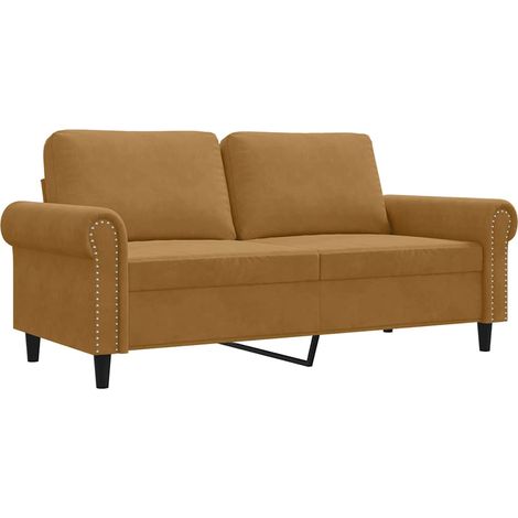 Canapé  Sofa à 2 places Marron 140 cm Velours (1/5)