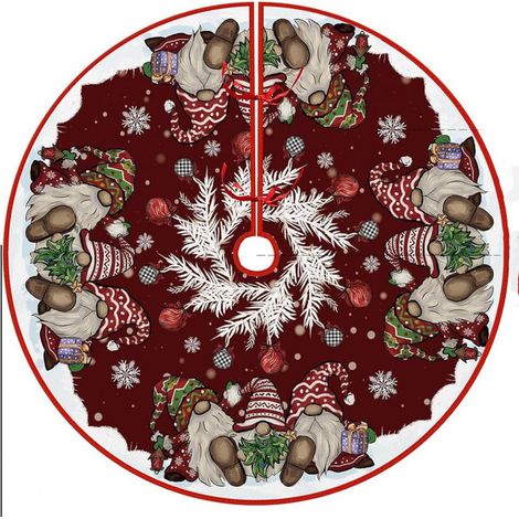 Jupe de sapin de Noël 2026, décorations de Noël, jupe de sapin à imprimé dessin animé, tablier de base pour sapin de Noël - Diamètre 90 cm - B-16