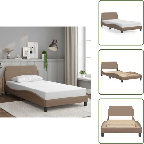 The Living Store Cadre de lit sans matelas cappuccino 100x200 cm similicuir - Cadre De Lit - Lit Double - Lit Capitonné - Lit Design - Literie (1/5)