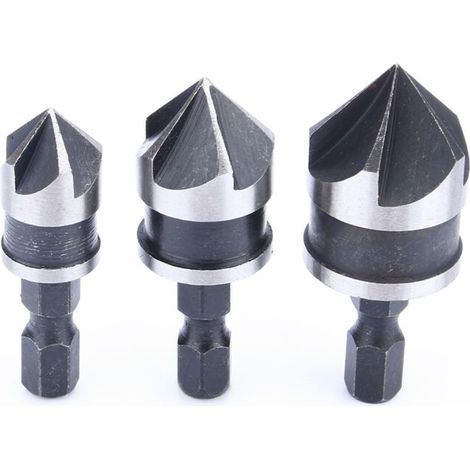 Jeu d’alésages hexagonaux 1/4″ (12-16-19 mm) pour bois et métal – embout à changement rapide, lot de 3 pièces (1/5)