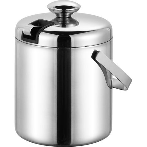 Edelstahl Eiskübel, Doppelt isolierter Eiskübel mit Deckel, Filter und Zange, Cocktail Bar Eiskübel, Bar, Party, Hinterhof BBQ, Picknick, Camping, 3L