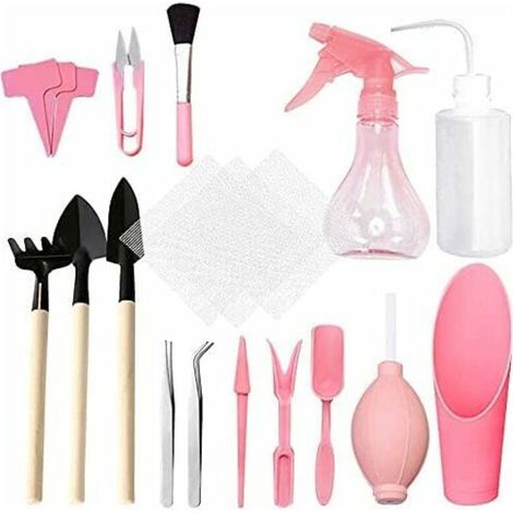 Mini outils de jardinage pour plantes succulentes, kits d'outils de jardinage, 16 pièces outils de plantation de jardin, outils à main pour l'entretien des plantes (rose), (1/5)
