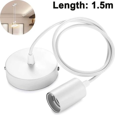 Suspension métallique pour lampe, douille E27 avec cable, idéale pour l'éclairage de plafond (1/4)