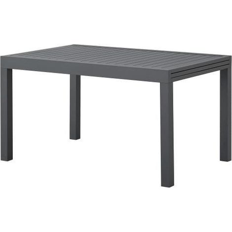Table de jardin extensible rectangulaire 6 à 10 personnes - Structure aluminium - L 135-270 x P 90 x H 75 cm - Gris foncé (1/5)