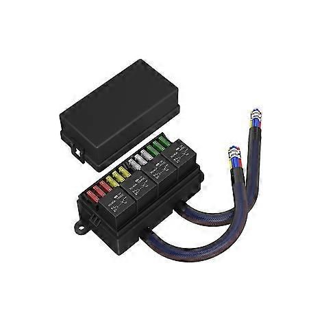 12V Sicherungs- und Relaiskasten, vorverdrahtet, mit 4 Relais, 12-polige ATC/ATO-Sicherungen, abgedichtetes 12V-Relais (1/5)
