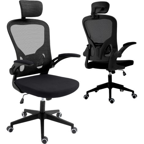 Sedia Ufficio Ergonomica Poltrona Scrivania Girevole con Braccioli - Nero - black (1/5)