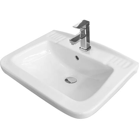 Lavabo sospeso 45x35 salvaspazio bianco in ceramica (1/3)