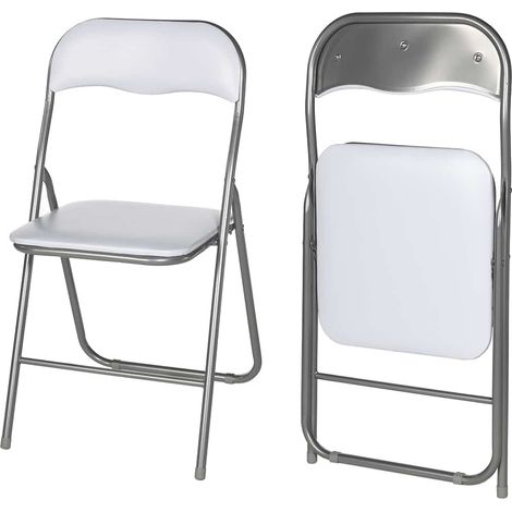 Silla plegable de catering para jardín y oficina, color blanco. (1/4)