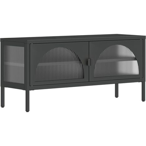 TV Cabinet Black 105x35x50 cm Glass and Steel vidaXL