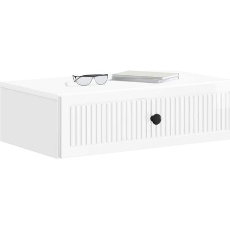 Maison Exclusive - Tavolino da Parete Laterale Bianco Lucido 59 x 34,5 x 17 cm