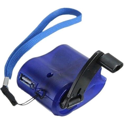 Chargeur de batterie compact à manivelle, compatible avec les situations d'urgence en extérieur, générateur, chargeur de téléphone portable et connexion USB. (1/5)