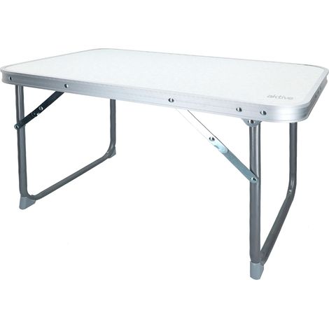 Camping - Table Pliante Table Basse Blanche en Aluminium. Table de Camping, Plage ou Jardin Légère et Portable, Blanc (1/5)