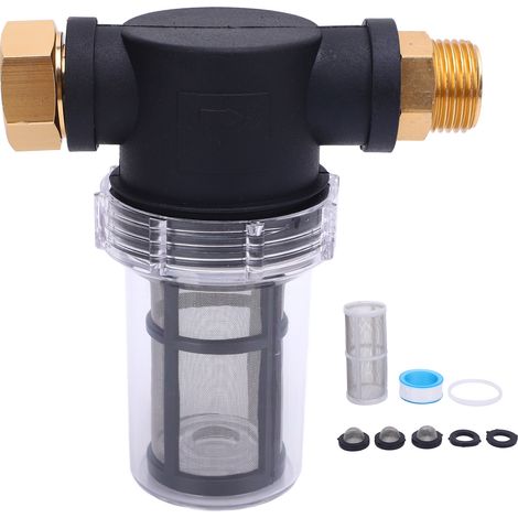 Filtre à sédiments pour tuyau d'arrosage Filtration efficace de 3/4 pouces avec 40 mailles et 100 écrans pour robinet d'entrée d'eau de nettoyeur haute pression standard.