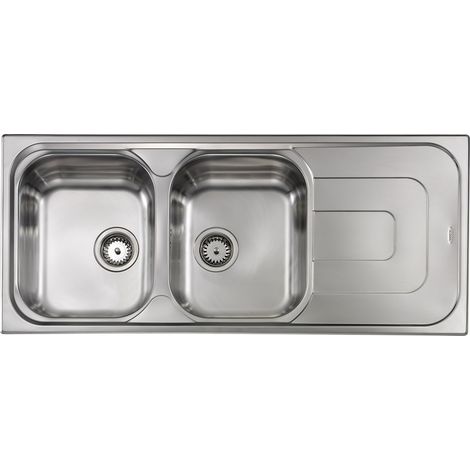 CM 011347SCSSX Pizzica Lavello da Incasso 2 Vasche con Gocciolatoio 116x50 cm Acciaio Inox Sopratop colore Inox (1/6)