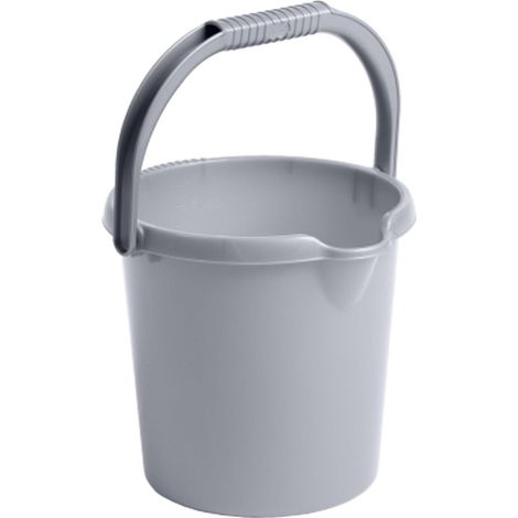 1 x Silver 5L Plastic Buckets With Handle, Spout & Graduated Capacity Markers (1/2)
