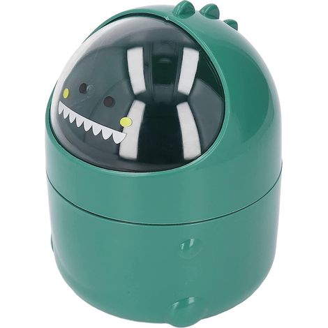 Mini-Tischmülleimer, niedlicher kleiner abnehmbarer Baby-Dinosaurier-Mülleimer, kleiner Plastikmülleimer mit Deckel/rutschfestem Boden, für (grüner Baby-Dinosaurier)