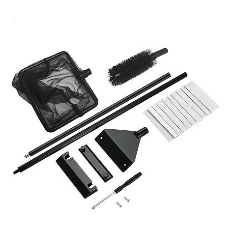 3 in 1 Aquarium Cleaner, Aluminium Fish Net, Fish Tank Cleaning Kit with Blades, Mini Landing Net, Accessories and Tools Set for Aquariums and Ponds (1/5)