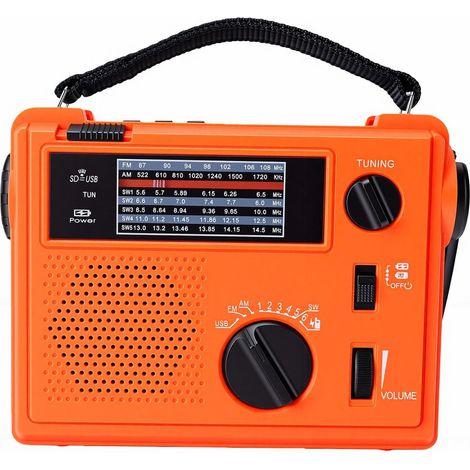 XUMIUZIY Radio Météo d'urgence, Portable AM FM SW NOAA, Solaire (1/5)