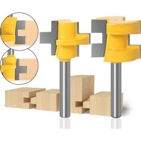 Jeu de 2 couteaux à rainurer, couteau à dents carrées en forme de T, pour couteaux à tenon en bois et en sol(6mm shank) (1/5)