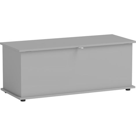Caja de almacenamiento banco 100 x 40 x 40 cm tapa segura soporte 120 kg moderno de tablero de partículas gris 210001706 (1/5)