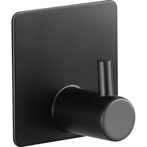 Ganchos adhesivos de pared de 4 piezas, colgador de cuadros de acero inoxidable con adhesivo 3M, no requiere perforación, toallero para baño, sala de estar, dormitorio y cocina, negro (1/5)