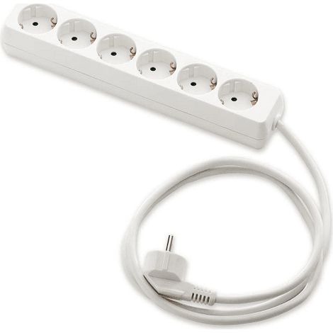 Base de enchufe 6 tomas sin interruptor  Blanco