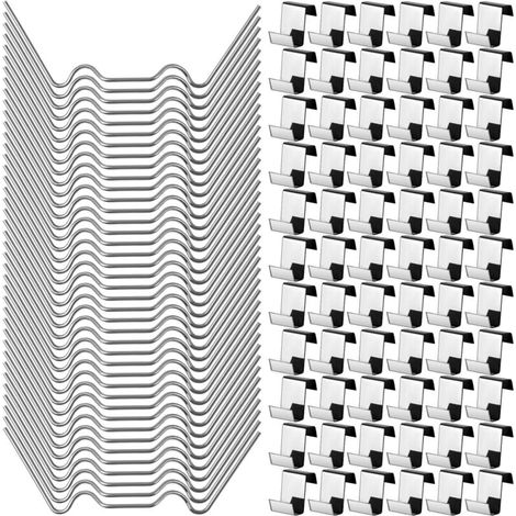 Packung mit 140 Edelstahl-Gewächshausverglasungsclips, extra stark, sturmfest, Gewächshauszubehör für Hohlkammerplatten, Gewächshausplatten (1/4)