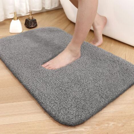 Tapis de Bain 40 x 60 cm, Tapis de Salle de Bain Antidérapant Absorbant, Tapis Salle de Bain, Tapis de Douche en Doux, Microfibre Lavable en Machine pour Salle de Bain, Toilette (Gris) (1/5)