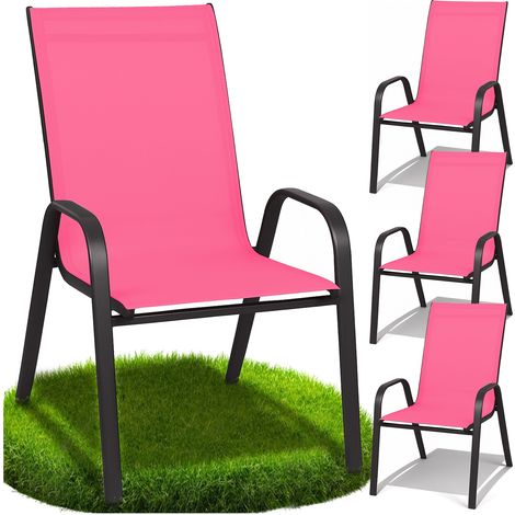 Metall-Gartenstühle für Terrasse, Balkon, Garten, Set, rosa, robust, 4er-Set