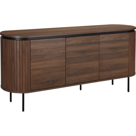 Buffet 2 portes moderne rectangulaire L160 cm bois foncé (1/5)