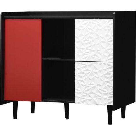 PLACARD polyvalent avec rangement MDF Noir Rouge 40 x 90 x 80 cm (1/5)