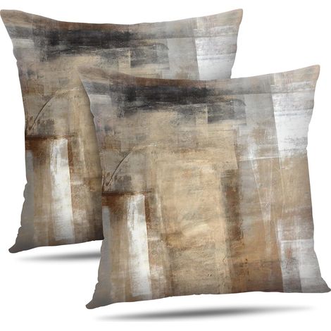 BEBUSINGOTO Housses de coussin décoratives pour salon et chambre à coucher - 45 x 45 cm (lot de 2) - Décoration d'intérieur moderne, douce et confortable, marron (1/5)