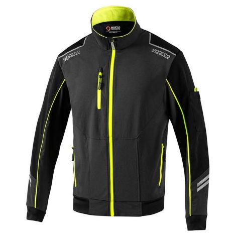 Sparco veste de travail Light Shell Tech Austin le'ge're taille XXXL en tissu technique de'perlant coupe vent multipoches respirante et de'tails re'fle'chissants gris fonce'/jaune fluorescent