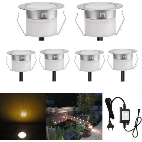 Spot à Encastrable Lampe de sol-Lumière (Blanc Chaud) étanche IP67 DC12V 0.6W Ø31mm-éclairage pour terrasse, patio, chemin, mur, jardin, décoration, intérieur et extérieur-6 pièces (1/5)