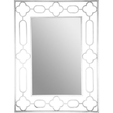 Premier Housewares Silver Leaf Wall Mirror For Bedroom / Hallway / Bathroom Rectangular Wall Mirror Minimal and Contemporary w93 x d2 x h124 cm (1/3)