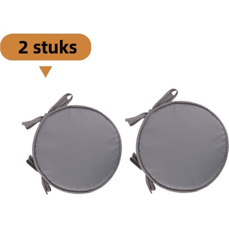Lot de 2 coussins de chaise ronds en mousse gris clair renforcés avec sangles et tissu uni diamètre 30 cm pour chaises de salle à manger tabourets sièges et galettes de chaise (1/5)