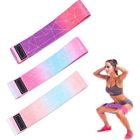 Lot de 3 bandes élastiques en tissu pour fessiers et jambes, idéales pour l'entraînement des femmes. (1/5)