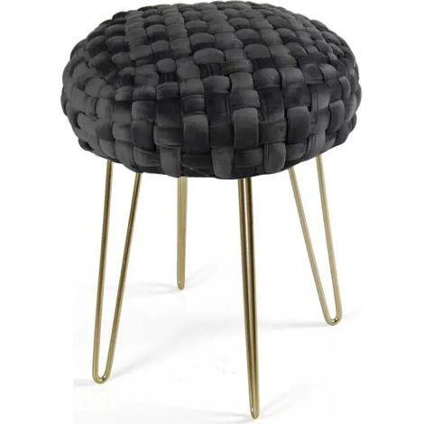 Set 2 schwarze poufs aus samt Ø35x43 cm